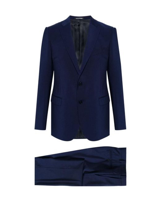 Emporio Armani Blue Single-Breasted Virgin Wool Suit for men