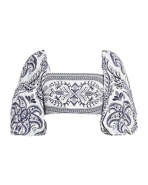 Farm Rio White Printed Crop Top