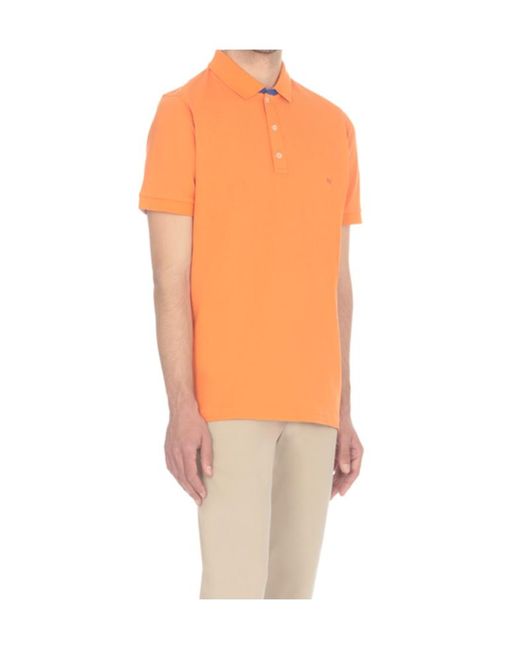 Fay Orange Logo Embroidered Short-Sleeved Polo Shirt for men