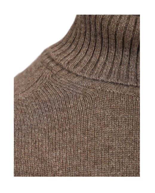 Fedeli Brown Turtleneck Sweater for men