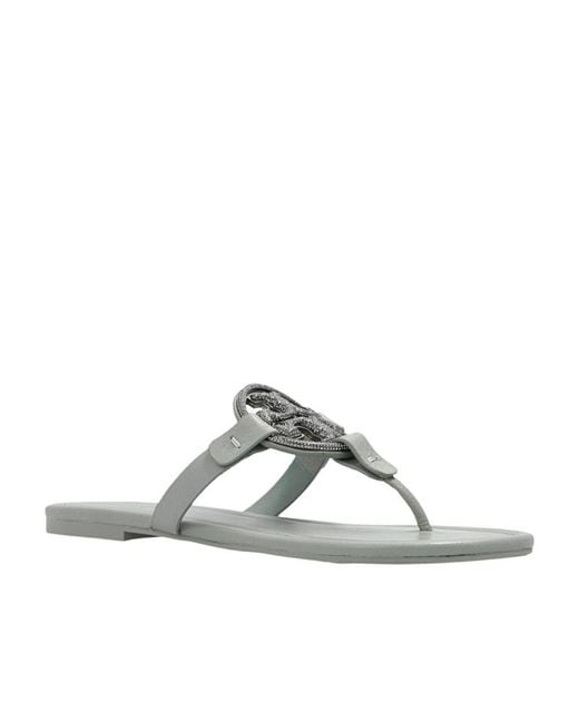 Tory Burch Metallic Miller Logo-Plaque Sandals