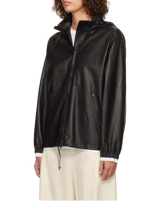 The Row Black Long Sleeve Leather Jacket