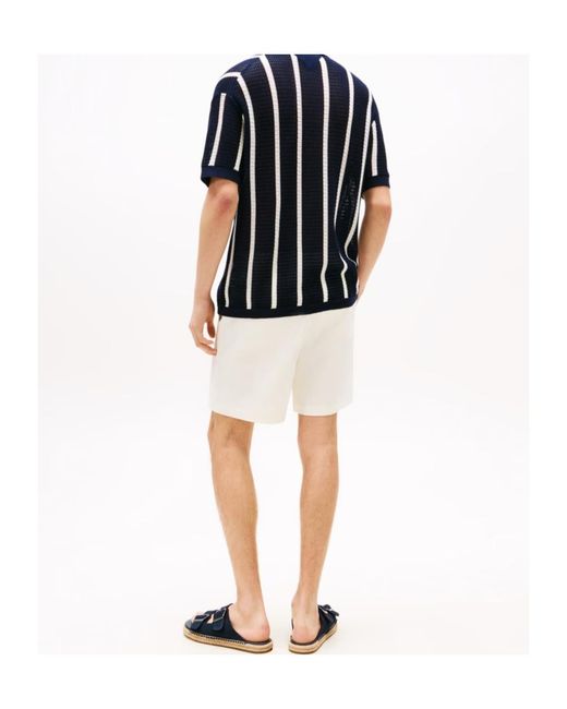 Tommy Hilfiger Blue Vertical Stripe Short-Sleeve Patterned Shirt for men