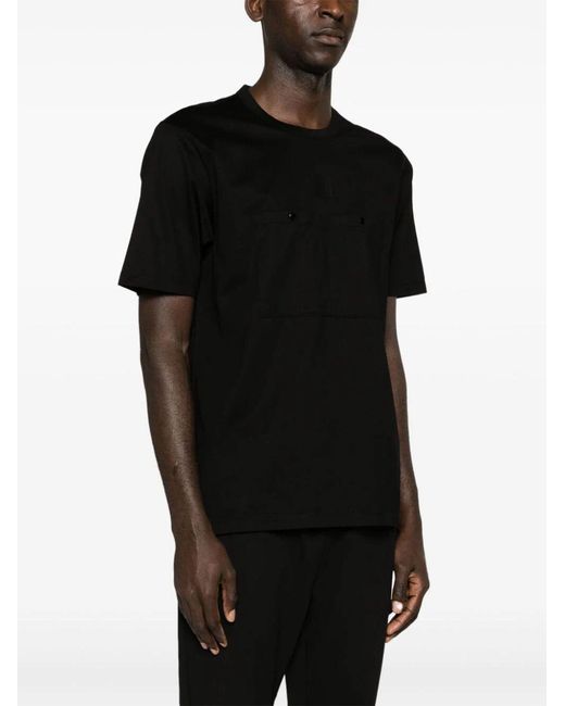 C P Company Black Logo-Appliqué Crewneck T-Shirt for men