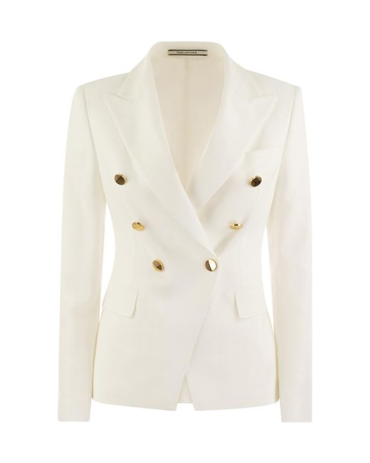 Tagliatore White Alycia Double-Breasted Tailored Blazer