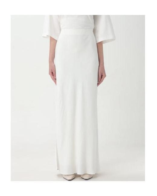 Brunello Cucinelli White Twill Fluid Bias-Cut Skirt