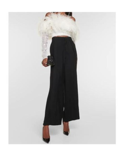 David Koma White Sequined Feather-Trimmed Crop Top