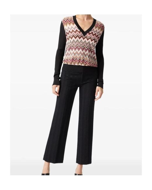 Missoni Black Zigzag-Pattern Straight Trousers