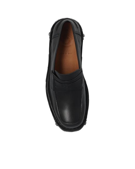 Vetements Black Logo-Embossed Leather Loafers for men