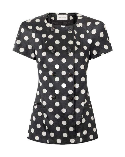 Dries Van Noten Black Bonny Polka Dot Jacquard Jacket