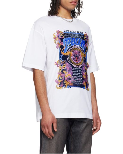 Versace Jeans White Bold Graphic Tiger Print T-Shirt for men
