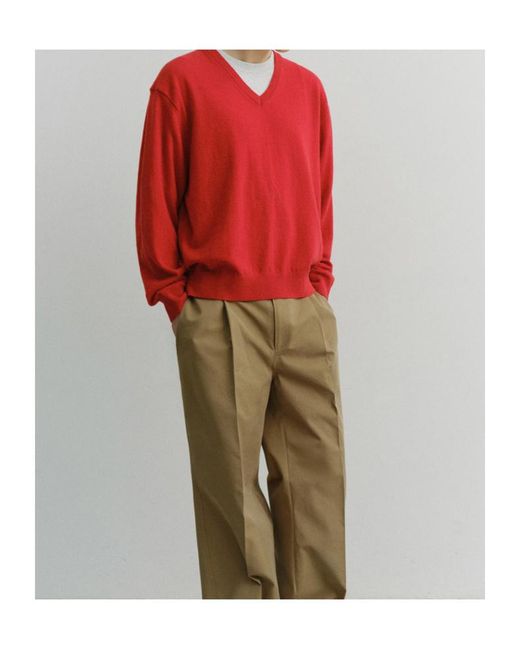 DUNST Red V-Neck Logo Sweater for men