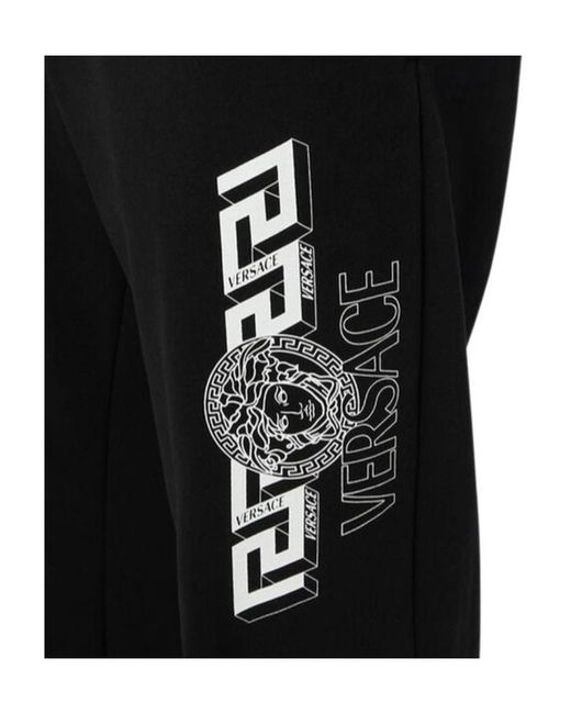 Versace Black Greca Detailed Jersey Knitted Track Pants for men