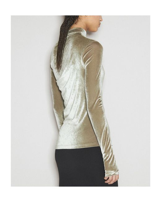 Helmut Lang Green Asymmetric Long-Sleeved T-Shirt