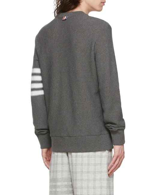 Thom Browne Gray 4-Bar Stripe Cotton Jumper for men