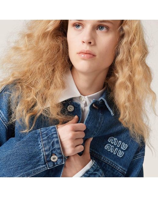 Miu Miu Blue Cropped Denim Jacket
