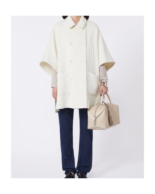 Max Mara Natural Croc-Embossed Large Shoulder Bag
