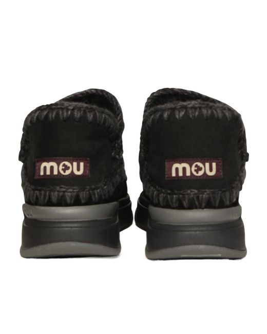 Mou Black Stitch-Trim Ankle Boots