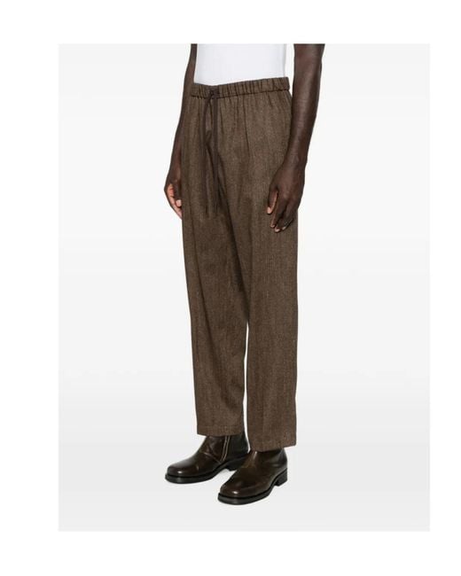 MM6 by Maison Margiela Brown Drawstring-Waist Trousers for men