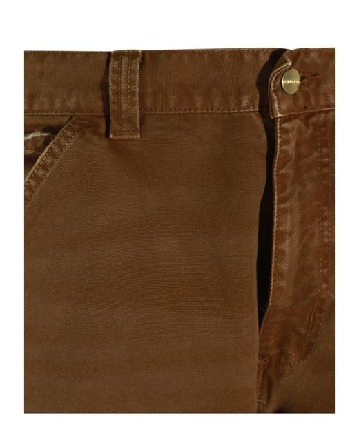 Carhartt Brown Double-Knee Cotton Trousers for men