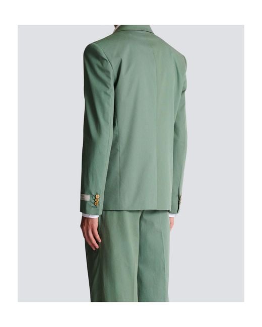 Balmain Green Cotton Twill 2-Button Jacket for men