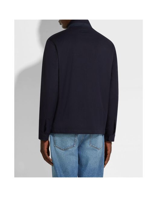 Zegna Blue Long-Sleeved Field Jacket for men