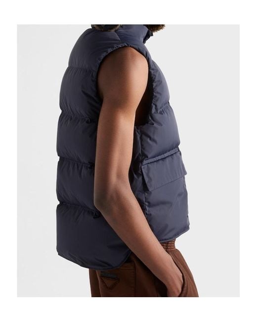 Prada Blue High-Neck Padded Gilet for men