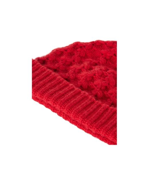 Loro Piana Red Flanged Knitted Hat