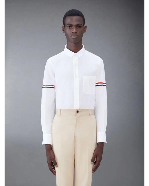 Thom Browne White Rwb Striped Long-Sleeved Shirt for men