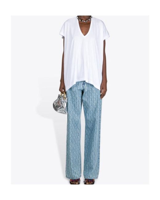 Dries Van Noten White Hena V-Neck T-Shirt