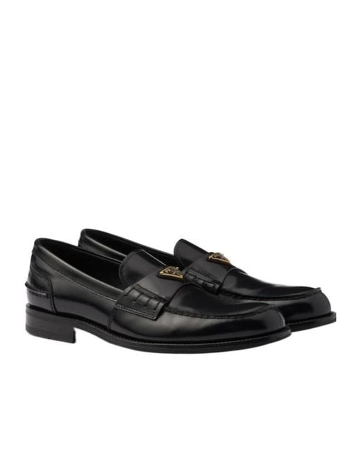 Prada Black Triangle-Logo Slip-On Loafers for men