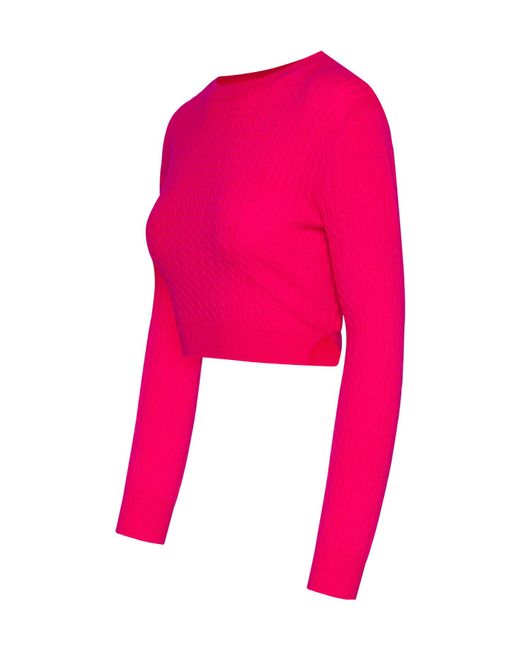 Patou Pink Ribbed Crew Neck Sweater