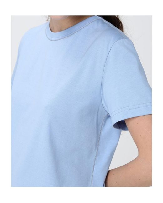 Fabiana Filippi Blue Bead-Trim Crew-Neck T-Shirt