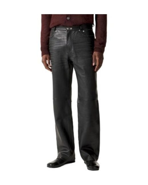 Our Legacy Gray High-Waisted Straight Leather Pants for men