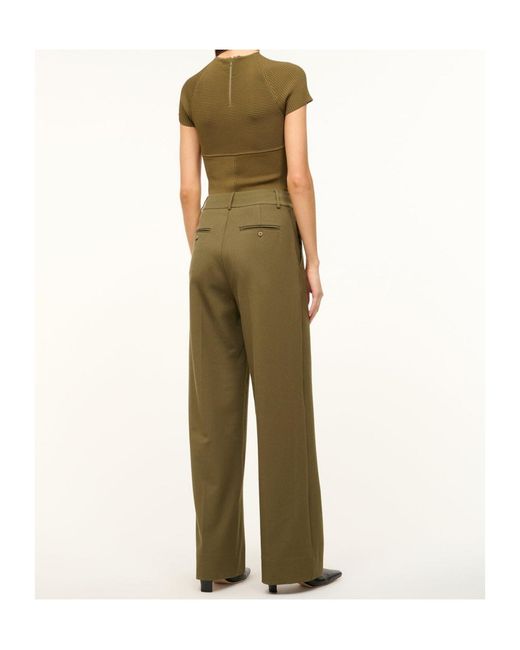 Staud Green Belt-Loop Casual Pants
