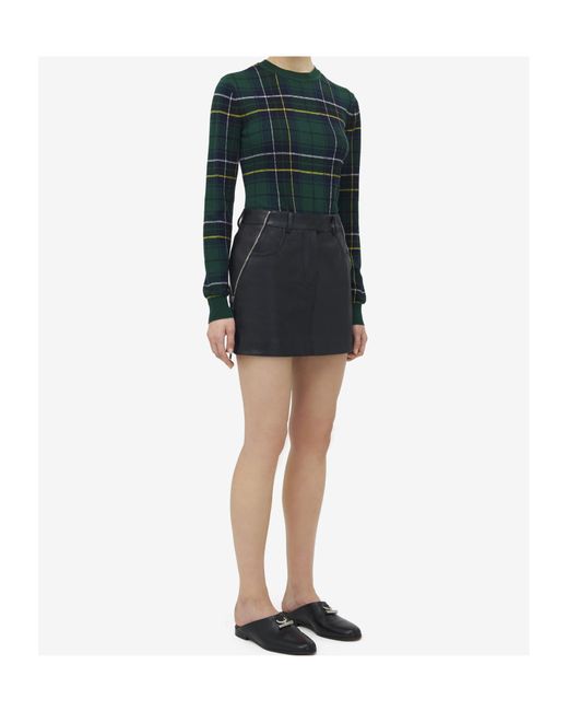 Alexander McQueen Gray Zip Detailed Leather Mini Skirt