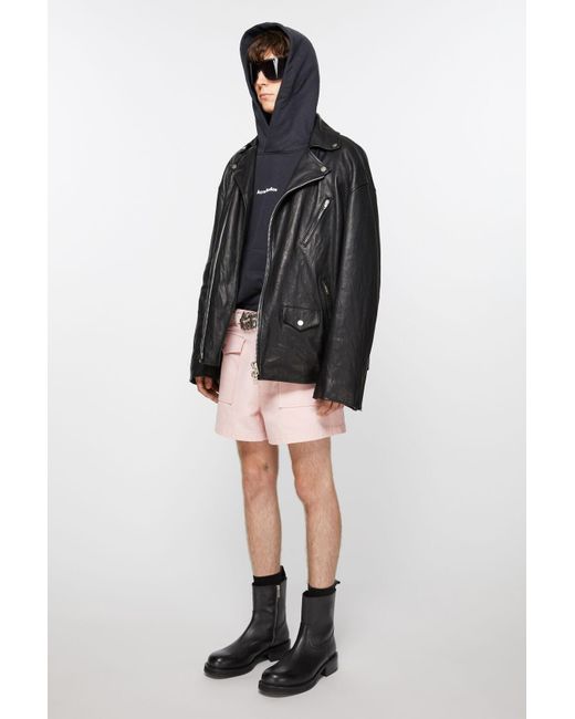 Acne Black Leather Waxed Boots for men