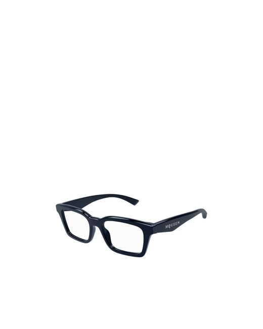 McQueen Blue Eyewear Square Frame Glasses for men