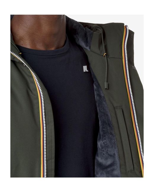 K-Way Green Logo Waterproof Jacket for men