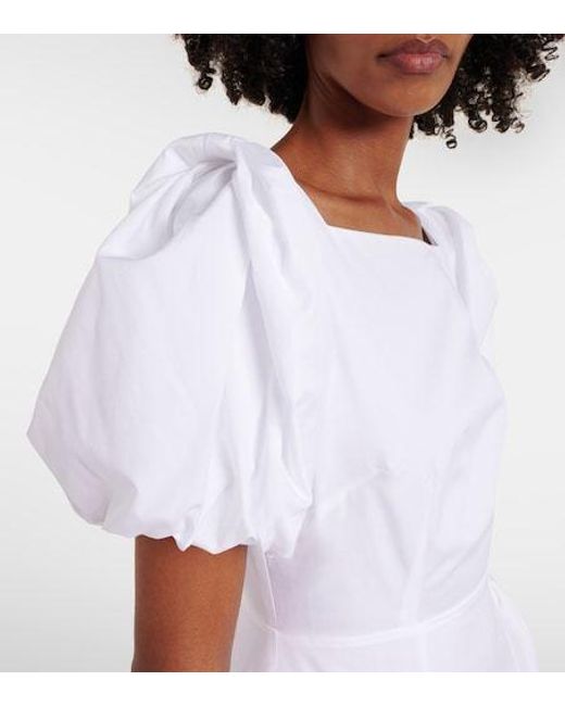 Simone Rocha White Puff-Sleeve Cotton Poplin Midi Dress