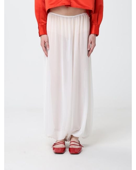 Frankie Shop White Mio Sheer Gathered-Hem Trousers