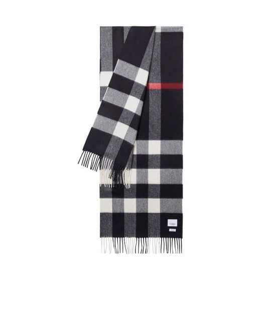 Burberry Blue Checked Fringed-Edge Scarf for men