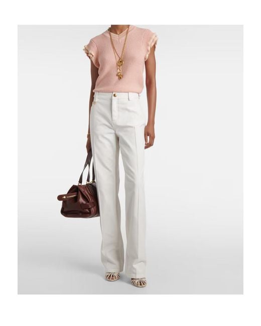 Chloé Pink Ruffled Wool Top