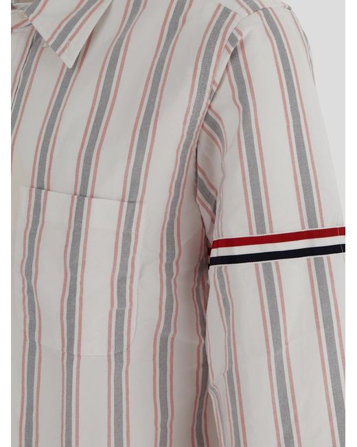 Thom Browne White Stripe Detailed Button-Up Shirt for men