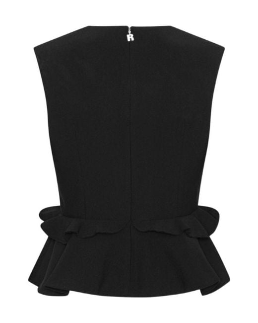 ROTATE BIRGER CHRISTENSEN Black V-Neck Flower Top