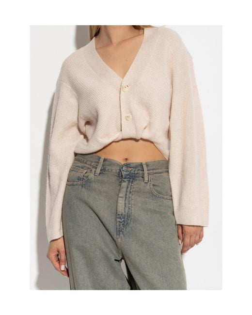 R13 Natural Twisted Front Ribbed Cardigan