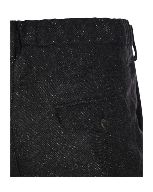 Eleventy Black Drawstring Casual Pants for men