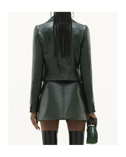 Courreges Green Courrèges Vinyl Straight Hem Cropped Jacket