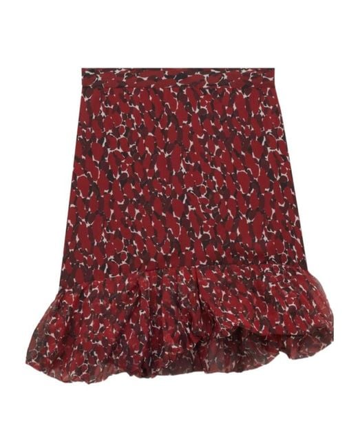 Saint Laurent Red Ruffled Hem Mini Skirt