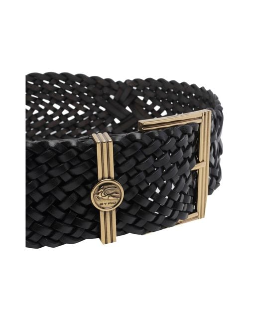 Etro Black Woven Coin Buckle Belt